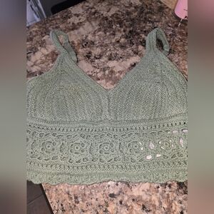 Juniors Xsmall Hollister Crochet Bralette Top Green Euc